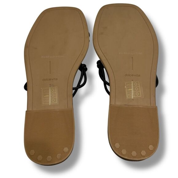 Dolce Vita Flat Sandals Strappy Knotted Square Toe Black and Gold Size 9.5 - Picture 7 of 8